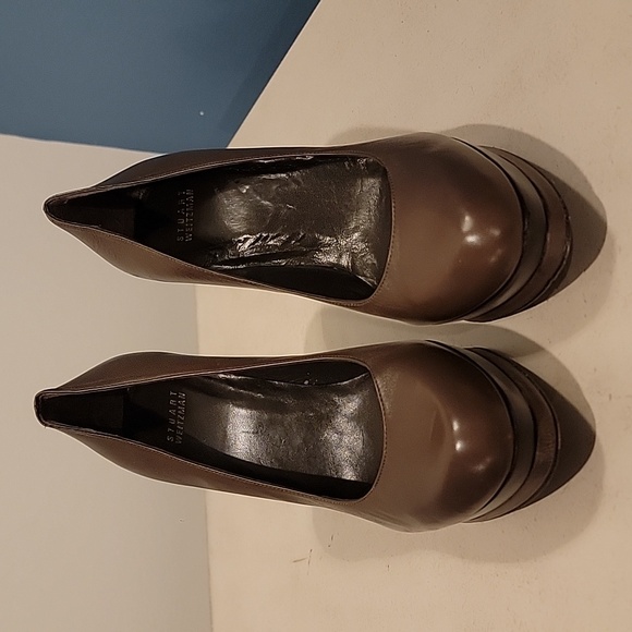 Stuart Weitzmaz leather platform pumps, EU size 39, US size 8.5, brown - Picture 2 of 7